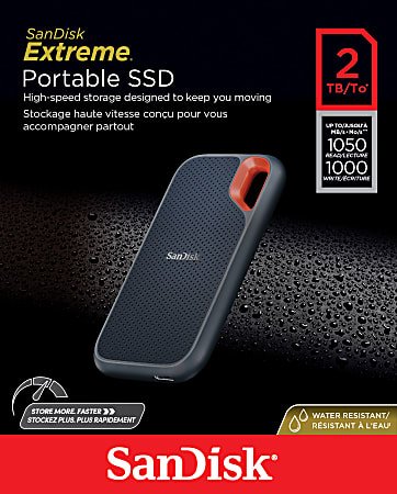 SanDisk 2TB Extreme Portable SSD - Up to 1050MB/s, USB-C, USB 3.2 Gen 2 External Solid State Drive -
